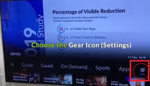 Xfinity settings gear icon