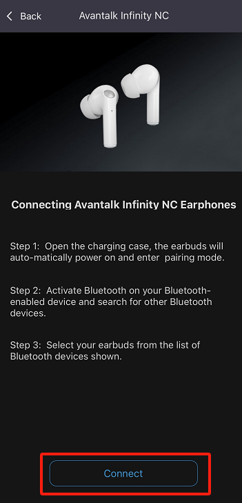 Connect the selected Avantree device in the App
