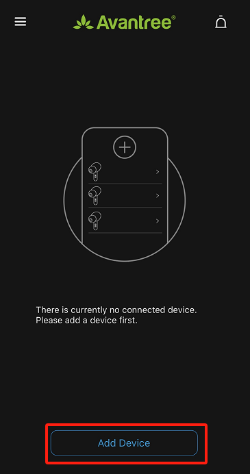 Tap Add Device in the Avantree Avantalk App