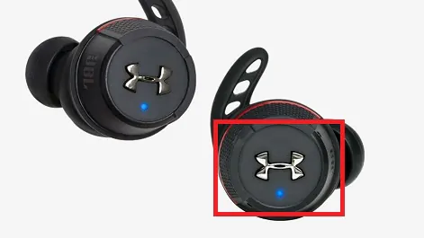 JBL Under Armour Flash right earbud pairing button