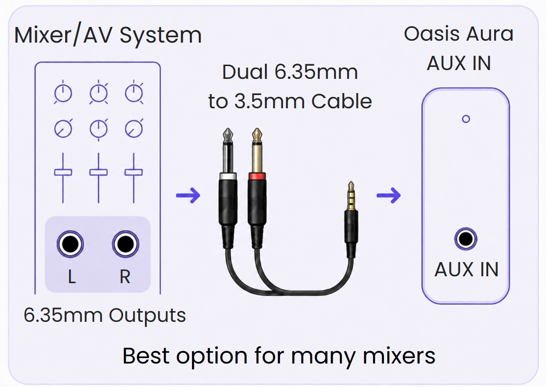 Dual 6.35 mm to 3.5 mm cable example